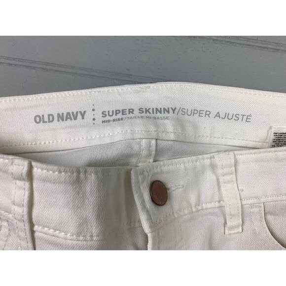 Old Navy Size 2 Womens White Jeans Mid Rise Super Skinny Stretch - Picture 4 of 5
